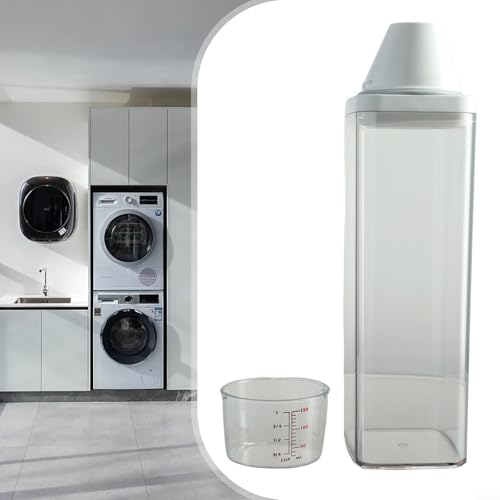 Laundry Detergent Dispenser with Airtight Lid and Measuring Cup, Transparent AS Body, Silicone Seal Moisture-Proof Storage Container for Home Organization(1500ml) - size: 1500ml