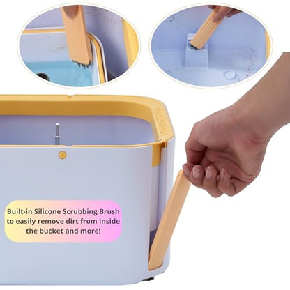 Spin Mop and Bucket System PRO w/Detachable Inner Bucket, Separates Clean and Dirty Water, Self Standing, Foldable Square Mop Head, Triple Jet Stream w/Hidden Brush, Replaceable 2pc Pads - size: Mop & Bucket, 2 Mop Pads