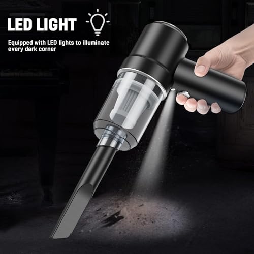 Mini Vacuum Cleaner for,2 in 1 Keyboard Vacuum Cleaner Wireless Handheld,Car Vacuum with Brushless Motor High Power 120W Rechargeable Easy to Clean Car Interior (Black)