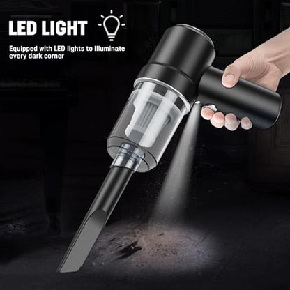 Mini Vacuum Cleaner for,2 in 1 Keyboard Vacuum Cleaner Wireless Handheld,Car Vacuum with Brushless Motor High Power 120W Rechargeable Easy to Clean Car Interior (Black)