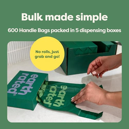 Earth Rated Dog Poop Bags with Handles Value Pack, Easy Tie and Guaranteed Leakproof, Lavender Scented, 600 Handle Bags - size: 600 Handle Bags (Box), style: Lavender