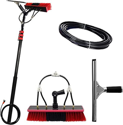 Telescopic Cleaning Brush, Telescopic Hydrocleaner, Up to 7.2 M, Water Powered, Cleaning Solar Panels, Window Cleaning Kit with Squeegee, Washing Trucks, Bus, Cars - color: 50cm Brush Head, size: 7.2m Rod