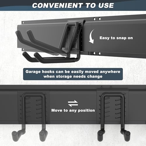 Ultrawall Garage Storage Organization, Garden Tool Organizer Garage Organizer Wall Mount Yard Tool Organizer Rack with 15 Hooks, Heavy Duty Wall Holders,22 Pcs