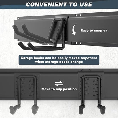Ultrawall Garage Storage Organization, Garden Tool Organizer Garage Organizer Wall Mount Yard Tool Organizer Rack with 15 Hooks, Heavy Duty Wall Holders,22 Pcs