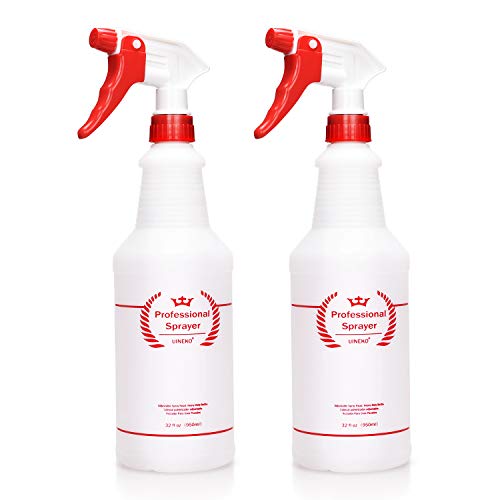 Plastic Spray Bottle 2 Pack, 32 Oz, All-Purpose Heavy Duty Spraying Bottles Leak Proof Mist Empty Water Sprayer for Cleaning Solution, Essential Oils, Hair, Planting, Pet with Adjustable Nozzle - Red - color: Red