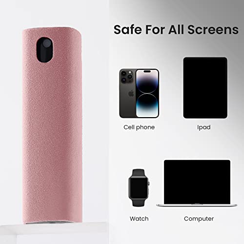 YTT Touchscreen Mist Cleaner, Screen Cleaner, for All Phones, Laptop and Tablet Screens,Two in One Spray and Microfiber Cloth (Pink and Light Gray) 2Pack - color: Pink and Light Gray