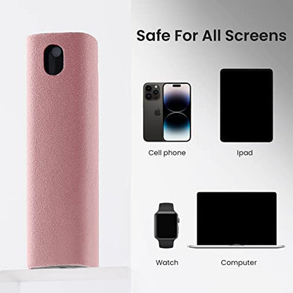 YTT Touchscreen Mist Cleaner, Screen Cleaner, for All Phones, Laptop and Tablet Screens,Two in One Spray and Microfiber Cloth (Pink and Light Gray) 2Pack - color: Pink and Light Gray