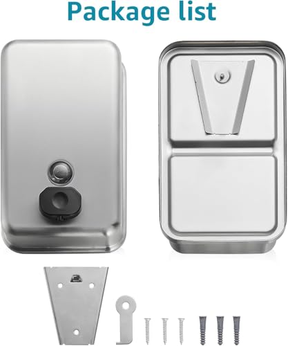 Commercial Wall Mount Soap Dispenser - Stainless Steel Bathroom Hand Soap 38.8oz Liquid - Anti-Leak Pump and Large Capacity Brushed Refillable - size: Vertical 38.8oz Plus