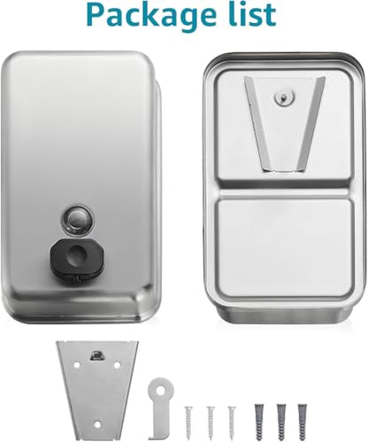 Commercial Wall Mount Soap Dispenser - Stainless Steel Bathroom Hand Soap 38.8oz Liquid - Anti-Leak Pump and Large Capacity Brushed Refillable - size: Vertical 38.8oz Plus