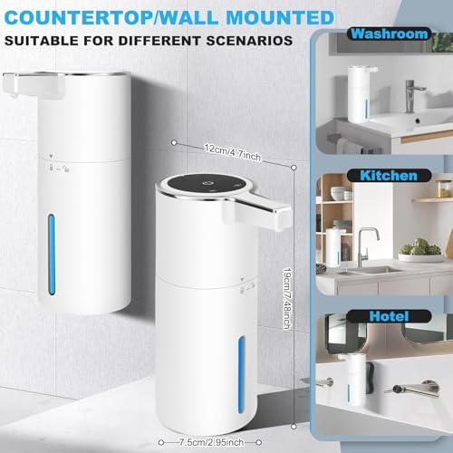 Automatic Soap Dispenser Liquid Touchless: 13.52oz/400ml Wall Mounted USB Rechargeable - 4-Level Adjustable Modern Electric Hand Soap Dispenser - Kitchen Bathroom Kids Family White - color: White Liquid