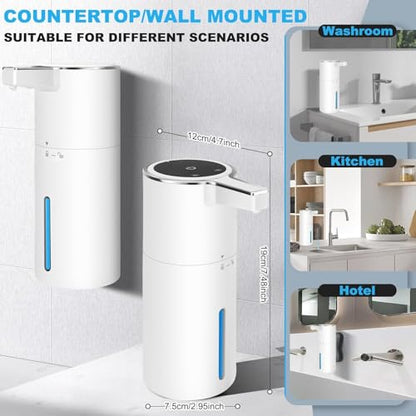 Automatic Soap Dispenser Liquid Touchless: 13.52oz/400ml Wall Mounted USB Rechargeable - 4-Level Adjustable Modern Electric Hand Soap Dispenser - Kitchen Bathroom Kids Family White - color: White Liquid