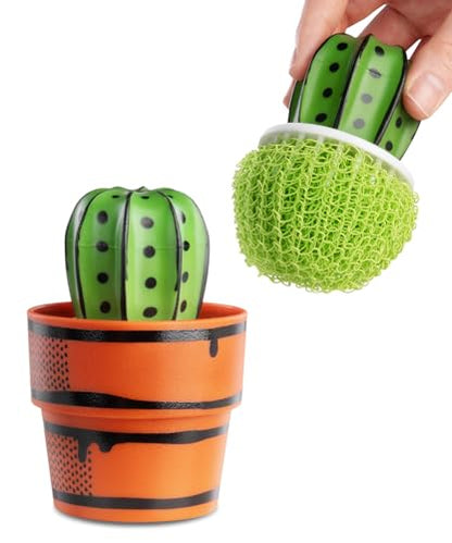 Cactus Makes Perfect – Mesh Scrub Brush for Dishes | Funny Cactus Sponge for Kitchen Cleaning