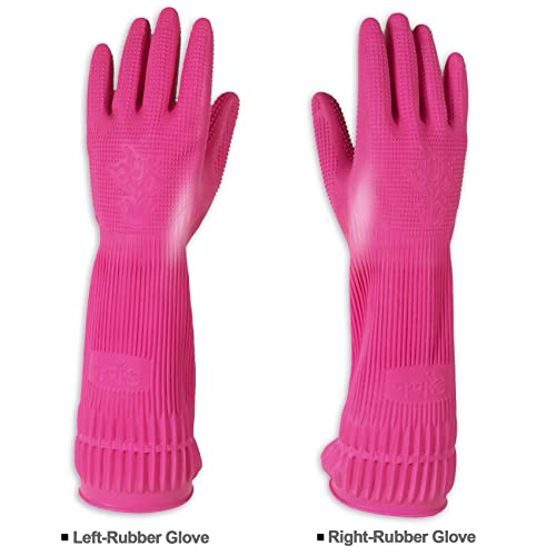 Mamison Quality Kitchen Rubber Gloves New Band Series (1 Pairs, Large). Cleaning Non-Slip Reusable Rubber Gloves. Home and Kitchen Washing, Made in Korea - size: Large