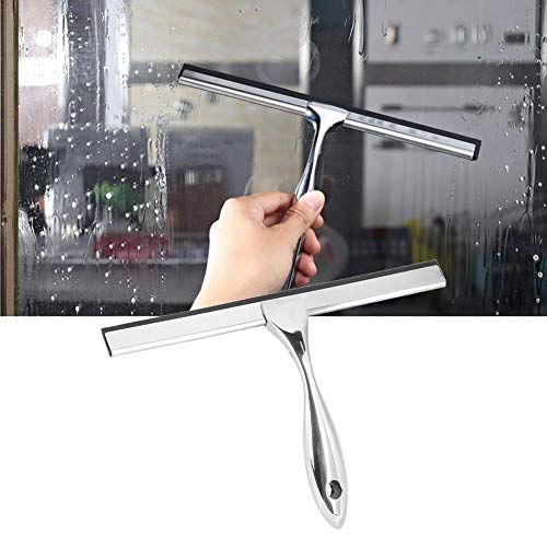 Fdit Stainless Steel Glass Cleaner, Window Wiper Multi Surface Scraper for Bathroom Glass Tiles Car Windows with Suction Cup Hook