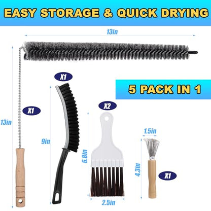 Palksky Refrigerator Coil Cleaning Brush Set, Fridge Radiator Brush & Condenser Coil Cleaning Brush for Dust Removal, Crevice Gap Cleaning Tool for Tight Spaces (5-Pack) ﻿
