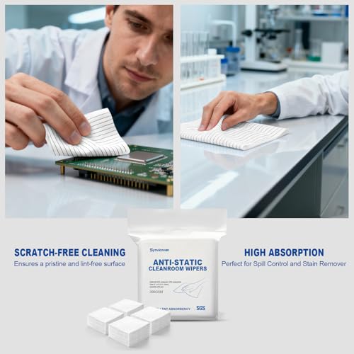 Anti-Static Microfiber Wipes 4"x4"(400 Pcs,Class 100, 200GSM) Lint Free Cloths Reusable Special ESD Protection Design is Suitable for Protecting Sensitive Electronic Components and Tools - size: 4"x4" (Pack of 400)