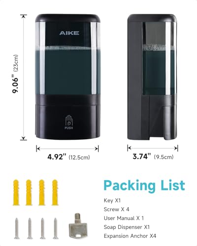 AIKE Wall Mount Foaming Soap Dispenser for Commercial Bathrooms,40 oz Large Capacity AK1007F,Black - color: Black