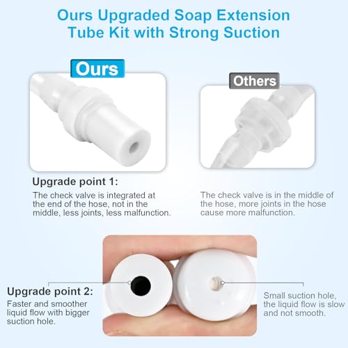 Soap Dispenser Extension Tube Kit, 47" Long Under Sink Soap Dispenser Tube kit with Check Value, Dish Soap Dispenser Hose for Kitchen Sink Countertop, No More Refilling A Tiny Bottle