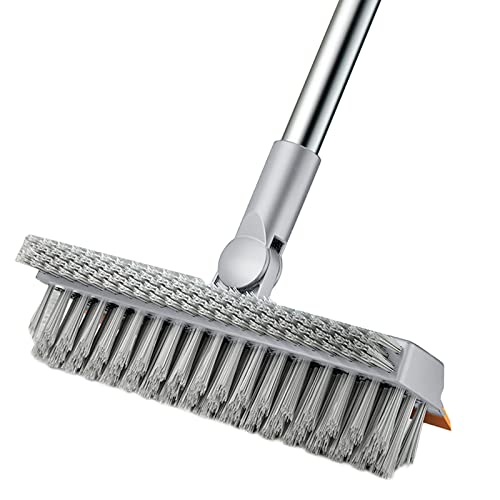 Floor Scrub Brush 55.9" Telescopic Handle 2 in 1 Scrape Brush Stiff Bristle Shower Scrubber for Cleaning Patio Bathroom Garage Kitchen Wall Deck Tub Tile