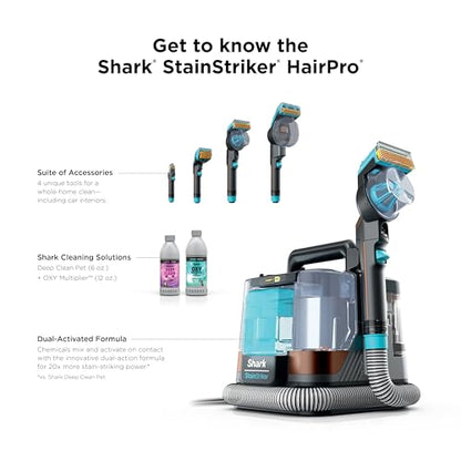 Shark StainStriker HairPro Portable Carpet, Upholstery and Area Rug Cleaner with Pet Mess and Hair Tools, Self Cleaning, Perfect for Car Interiors, 4 and Solution, Copper, PX251 - style: StainStriker w/ HairPro + 4 Tools