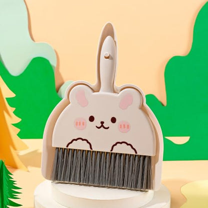 Portable Hand Broom and Dustpan Set, Cute Mini Broom and Dustpan Set with Durable Brush,Lightweight Small Dust Pan and Broom Set for Desktop Cleaning Small Space Cleaning(Rabbit) - size: Rabbit