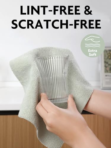 Fantasticlean Kitchen Towels - 40 Sheets - Reusable Washable Dishcloth Rolls, Super Absorbent, Premium Microfiber Cleaning Cloths, 10'' by 10'' (Beige, MossGreen) - color: Beige and Mossgreen