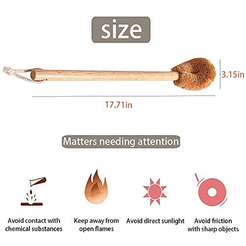 Toilet Brush, Natural Coconut Fibre Brush Head and Rubber Wood Handle, Great for Bathroom