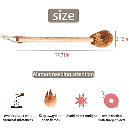 Toilet Brush, Natural Coconut Fibre Brush Head and Rubber Wood Handle, Great for Bathroom