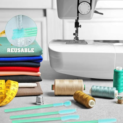 20 Pcs Nook and Cranny Sewing Machine Cleaning Brushes for Quilting Supplies Reusable Silicone Dense Bristles Cleaning Brushes for Sewing Machine Internal and Spool Area(Mint Green) - color: Mint Green