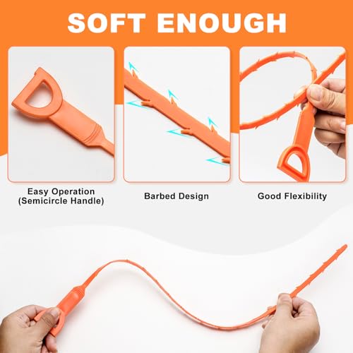 Drain Snake Clog Remover - 4 Pack 20 Inch Flexible Hair Drain Removal Tool for Sink, Shower, Tub & Toilet, Drain Cleaner with Grip Handle - Easy Use Kitchen & Bathroom Drain Opener - style: Drain Snake 4pcs