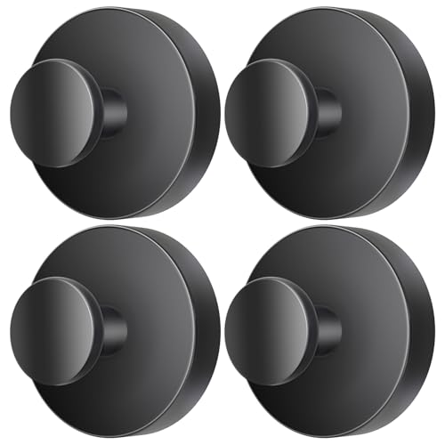 2026 Upgraded Drill-Free Suction Cup Hooks, Stainless Steel Suction Cup Hooks for Shower, Mirror, Wall, Bathroom, Glass, Hanging Towels - 4 Pack, Black - color: Black
