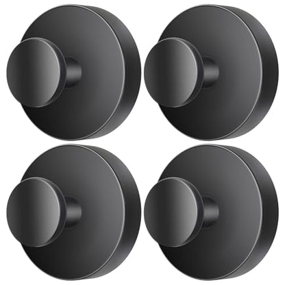 2026 Upgraded Drill-Free Suction Cup Hooks, Stainless Steel Suction Cup Hooks for Shower, Mirror, Wall, Bathroom, Glass, Hanging Towels - 4 Pack, Black - color: Black