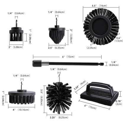 6 Piece BBQ Grill Cleaning Brush Ultra Stiff Drill Powered Cleaning Brushes Nylon Safe Bristle BBQ Grill Rust Remover Gift for Dad Grill Cleaner for Outdoor Grill (Black) - color: Black