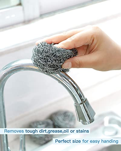 12Pcs Steel Wool Scrubber Pads for Cleaning Dishes, Pans, Pots, Ovens, Grills, Sinks - Stainless Steel Scrubbers for Kitchen, 12 Pack - size: 12Pcs 20G
