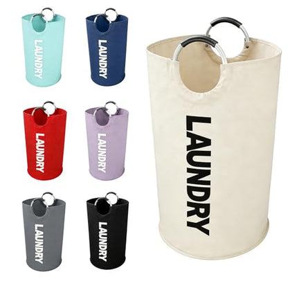 A large 90 liter laundry basket that can be folded for easy carrying. Suitable for bathrooms, laundry rooms, and travel (beige) - color: beige