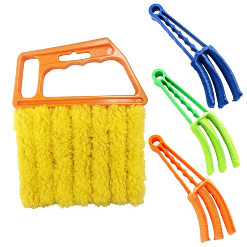 4 Pcs Window Venetian Blind Cleaner Duster Tool, Reusable 7 Finger Dusters Brush Dusting Cleaner Tool for Dust Removal in Blinds, Fans, and Air Vents - style: 4 Pcs