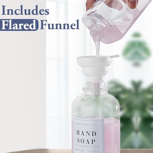 Dish and Hand Soap Dispenser for Kitchen, Glass Soap Dispenser with Pump,Tray,Funnel, Set of 2 Countertop Soap and Lotion Dispenser for Bathroom,Shower,500ml/16.9oz, - color: Ks-5010-34y-2s