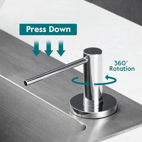 Gappo Soap Dispenser for Kitchen Sink Polished Chrome, Stainless Steel Countertop Pump, Built in Sink Soap Dispenser with 47" Extension Tube kit - color: Polished Chrome
