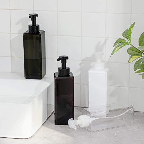 UUJOLY Foaming Soap Dispenser 1L (33.8oz) Refillable Plastic Pump Bottle for Liquid Soap, Shampoo, Body Wash (2 Pcs) (Amber) - color: Amber, size: 33 oz (2 Pack)