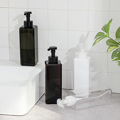 UUJOLY Foaming Soap Dispenser 1L (33.8oz) Refillable Plastic Pump Bottle for Liquid Soap, Shampoo, Body Wash (2 Pcs) (Amber) - color: Amber, size: 33 oz (2 Pack)