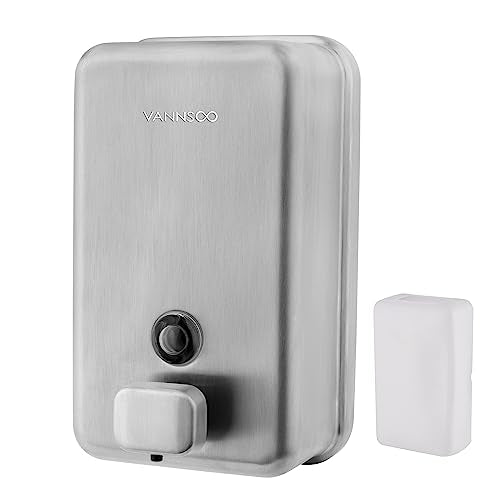 Wall Mounted Soap Dispenser Bathroom, 1100ml 37oz Commercial Stainless Steel Liquid Soap Dispenser Wall Mount (Vertical Brushed) - color: Vertical Brushed