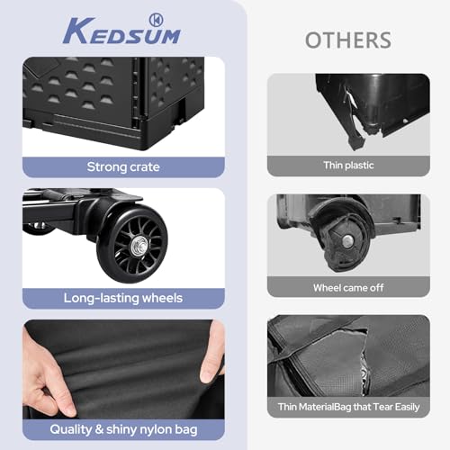 KEDSUM 2 in 1 Rolling Cart with Canvas Organizer Bag, 290LBS/70L Capacity Collapsible Teacher Rolling Cart with Lid for School, Craft, Office & Garden, Ideal for Teacher, Therapist & Crafter - style: Teacher Cart with Bag