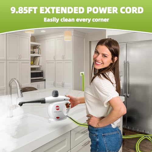 Handheld Steam Cleaner, Pressurized Multi-Surface Steam Shot with 13 Accessories, Safety Lock, Steamer for Cleaning Floor, Upholstery, Grout, Windows, Couch and Car, White - color: White