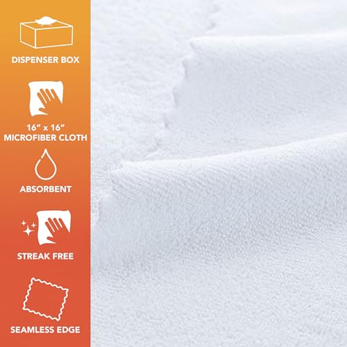 Arkwright Smart Rags Microfiber Cleaning Cloths, Pack of 50 in a Box, Lint Free 215 GSM Reusable Towels for Auto, Office and Household Cleaning, 16 x 16 in, White - color: White, size: 16 x 16 in