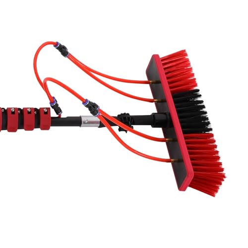 Window Cleaning Pole Kit, Solar Panel Water Fed Brush, 5.28-29.53ft Telescoping Pole, Washing Equipment Window Cleaner Tool for Window, Roof and Outdoor Cleaning - size: 29.53FT
