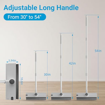Pool Scrub Brush with 52" Pole, 3 in 1 Pool Cleaning Brush with Squeegee, Floor Scrub Brush with Long Handle, Deck Brush for Swimming Pool Tile Wall Patio Concrete White - color: White