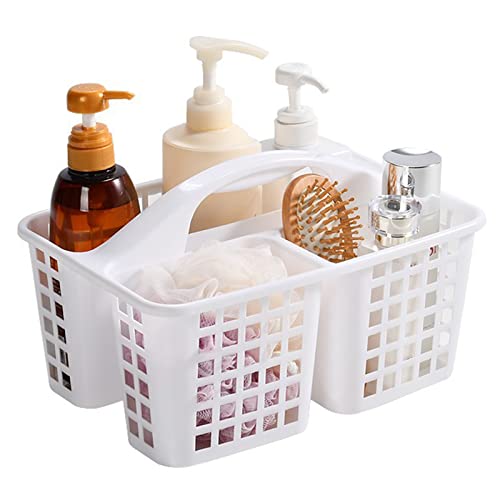 JiatuA Portable Shower Caddy Basket with Compartments Cleaning Supplies Organizer with Handle Plastic Storage Divided Tool Bin for Bathroom, Bedroom, Kitchen, College Dorm, Garden, Under Sink, White - color: White
