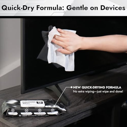 Air Jungles Electronic Screen Cleaning Wipes 70 Count (Pack of 3), Large 8"x10" Cleaner Wipes for Phones, Laptops, Monitors, TVs, Tablets, Glasses, Keyboards, Computer,Quick Dry - size: 70 Count (Pack of 3)