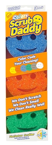 Scrub Daddy Colors Kitchen Sponges - Scratch-Free Dishwashing Sponges & Sponge for Kitchen Sink, Bathroom & Household Cleaning - BPA-Free Polymer Foam (3 Count) - color: Exclusive Scrub Daddy Colors, size: 3 Count (Pack of 1)