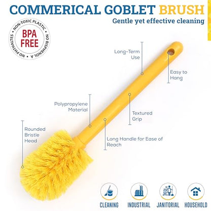 KLEEN HANDLER Goblet Cleaning Brush | Bottle Brush for Cleaning Glasses and Jars, Durable Bristles and Long Handle